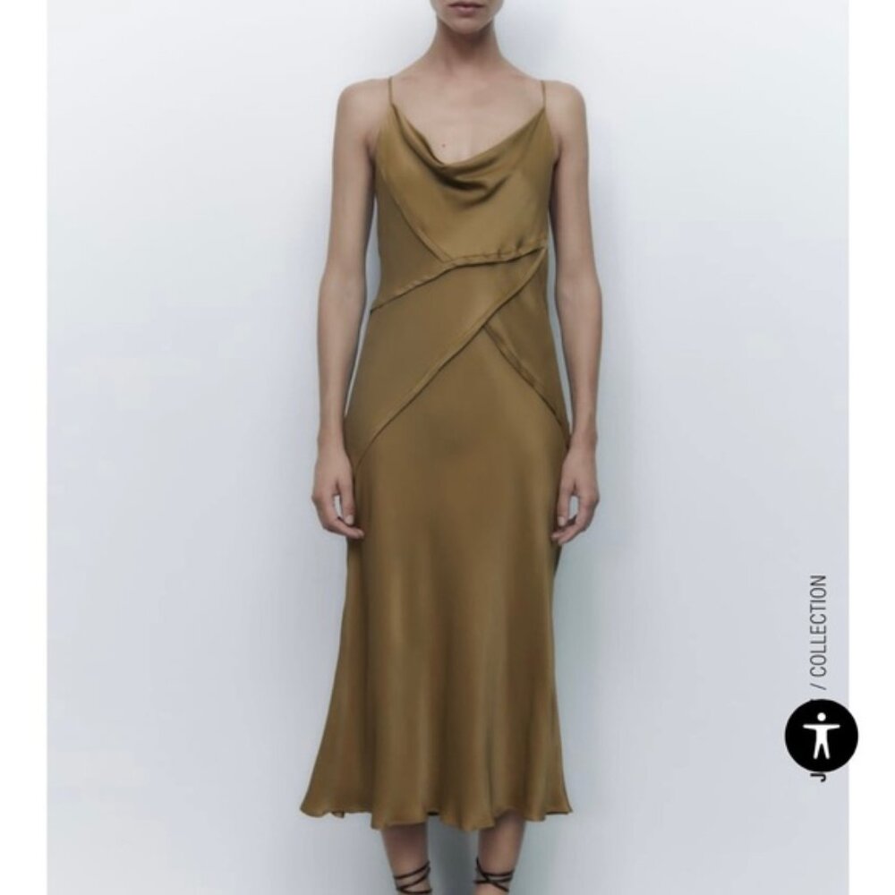 NWT ZARA GOLD/BRONZE DRESS Size S